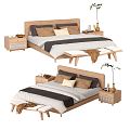 Japanese-style double bed 3d model