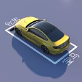 Yellow BMW Sports Car Parked in Parking Space with BMW Text