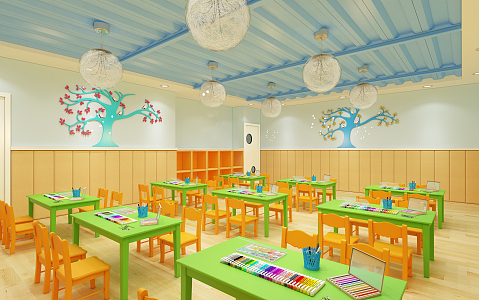 Modern Kindergarten Early Classroom 3d model