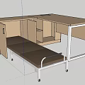 Modern Minimalist Office Desk Interior With Combination Furniture And Bed