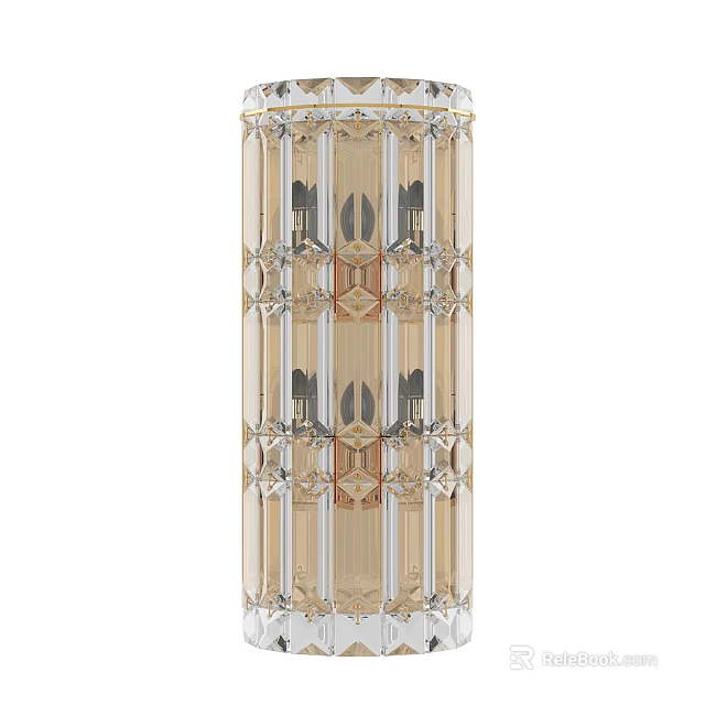 Elegant Crystal Wall Sconce With Golden Trim And Intricate Patterns 3d model
