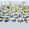 Curved Outdoor Chairs in Park Setting With Green Plants and Trees