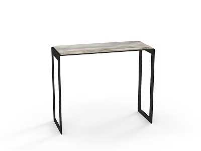 Modern Reception Desk With Wooden Top And Black Metal Frame Design 3d model