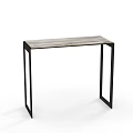 Modern Reception Desk With Wooden Top And Black Metal Frame Design