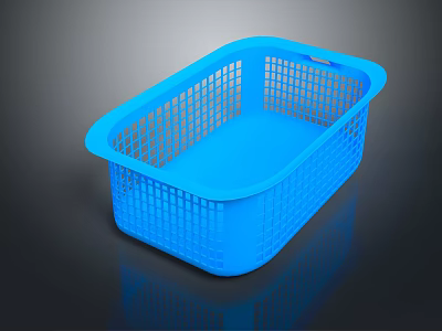 Blue Rectangular Plastic Pet Basket For Small Animals With Grid Design 3d model