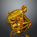 Stylish Golden Animal Shaped Ring With Shiny Surface And Polyhedral Base 3d model