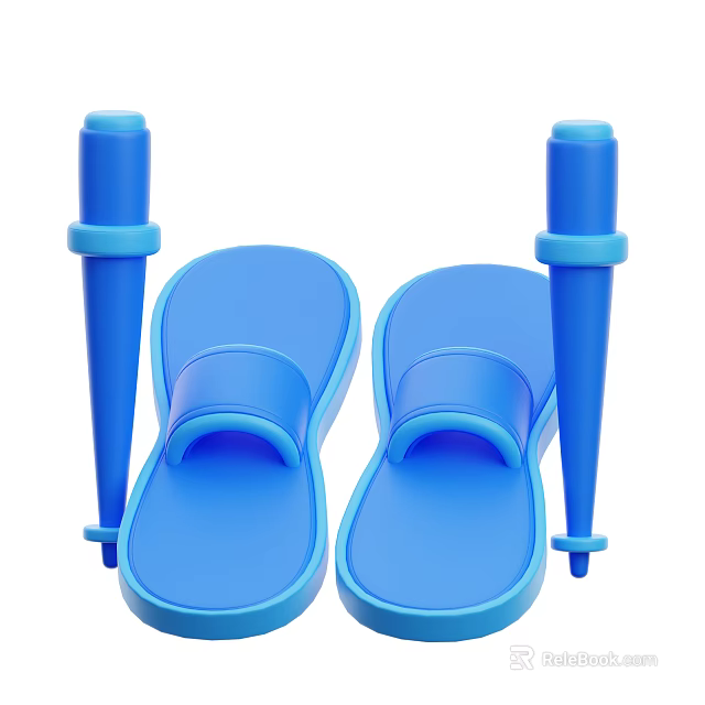 Blue Sports Equipment Set With Training Slippers And Cones For Fitness 3d model 