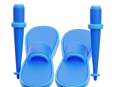 Blue Sports Equipment Set With Training Slippers And Cones For Fitness 3d model