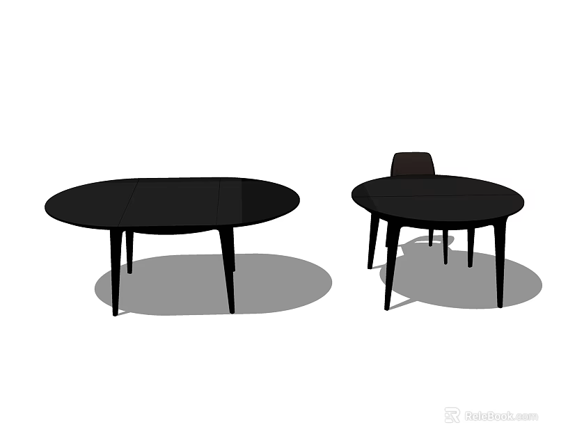 Black Round Dining Table Set With Two Tables And One Chair Included 3d model