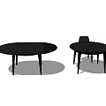 Black Round Dining Table Set With Two Tables And One Chair Included 3d model