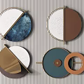 Modern Geometric Circular Wall Decor With Multicolor Sections And Metal Frames 3d model