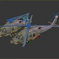 Two Military Helicopters Parked On Reflective Ground With Gray Body And Rotors