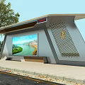 Contemporary Bus Stop Shelter With Large Scenic Screen And Surrounding Trees