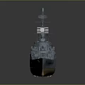 Detailed Military Warship Model Weapon With Turrets Deck And Structure Design