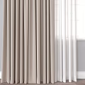 Elegant Beige Curtains With White Sheer Layers For Window Interior Design