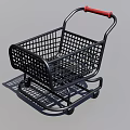 Shopping Cart With Black Frame And Red Handle As Public Facility In Retail Areas