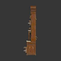 Antique Wooden Cabinet with Glass Doors and Carved Decorative Shelves Classic Design