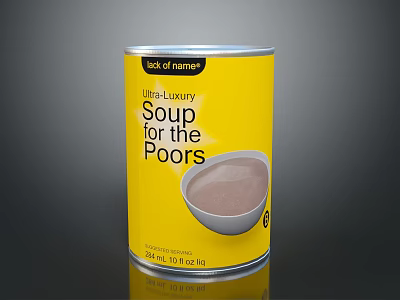 Life of Luxury Soup in Yellow Can with Bowl of Soup 3d model
