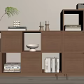 Stylish Modern Wooden Bookshelf with Multiple Compartments Books Decorative Bowls and Potted Plant