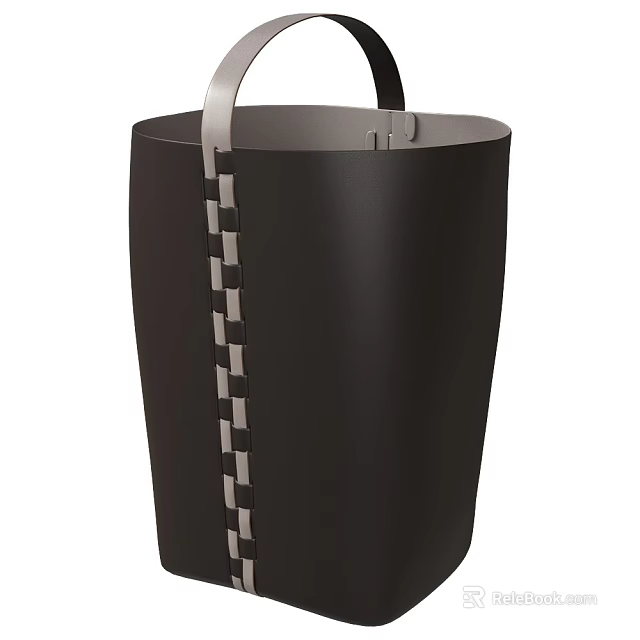 Stylish Black Storage Basket With Woven Handles And Durable Design For Home Organization 3d model 