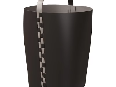 Stylish Black Storage Basket With Woven Handles And Durable Design For Home Organization 3d model