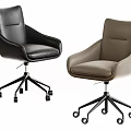 Modern Premium Leather Upholstered Swivel Office Chairs With Padded Armrests Adjustable Height And Rolling Casters