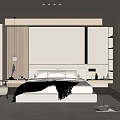 Modern Bedroom Interior Design With Platform Bed Wardrobe Accent Chair Area Rug And Table Lamp