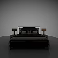Modern Double Bed with White Bed Sheets Gray Blanket Nightstands and Table Lamps 3d model