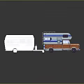 Colorful Recreational Vehicles With Blue Orange Camper Trailer Motorhome White Stripes And Roof Rack