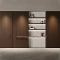 Modern Dark Brown Wooden Bookcase Interior Design With Open Shelves And Closed Cabinets
