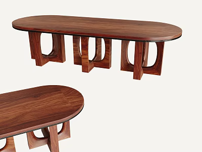 Wooden Landscape Seats With Oval Top And Geometric Cut-out Legs Design 3d model
