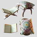 Cozy Two Seater Sofa With Patterned Pillows And Open Books In Living Room