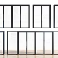 Various Black Frame Glass Doors With Different Panel Designs For Interior Use 3d model