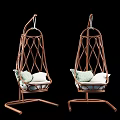 Woven Rattan Hanging Leisure Chair With Metal Stand And Soft Cushions