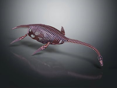 3D Sci Fi Alien Creature In Purple Pink With Exoskeleton And Elongated Tail 3d model