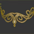 Gold Tiara with Intricate Curved Scrollwork and Central Sparkling Gemstone Elegant Jewelry Accessory
