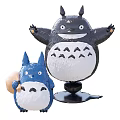 Large And Small Totoro Plush Toys In Black White And Blue Colors
