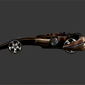 Futuristic Bronze Race Car With Sleek Design Four Wheels And Decorative Details