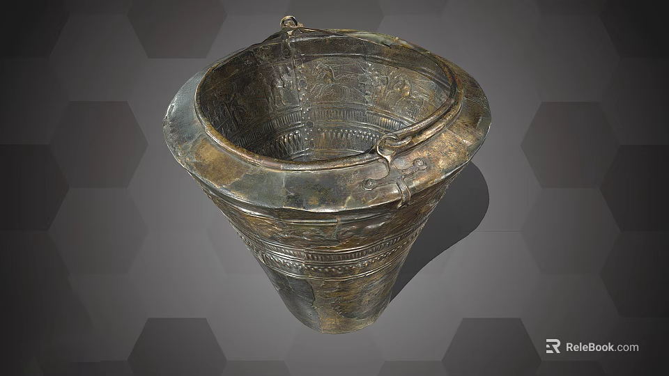 Ancient Bronze Vessel With Intricate Carvings Decorative Handle And Traditional Design 3d model 