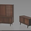 Modern Wooden Display Cabinet And Storage Cabinet With Glass Doors And Tapered Legs