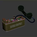 DYSSEGRAPHICS Military Weapon With Green Metal Case Black Telephone Handset And Wires