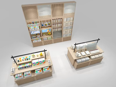 Modern Wooden Display Shelves With Multi Tiered Design For Retail Product Organization 3d model