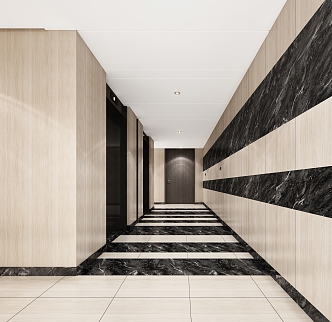 Modern elevator hall elevator aisle corridor public area characteristic office building elevator 3d model