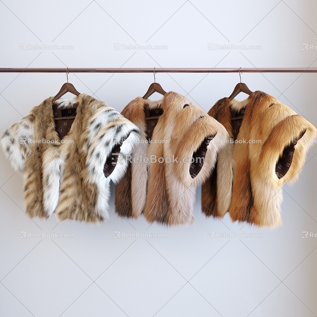 Vintage Clothes Clothes Sheepskin Coat Fur Coat 3d model