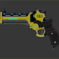 Futuristic Yellow Sci Fi Pistol With Blue Light Effects And Advanced Modern Design Elements 3d model
