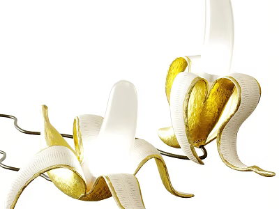 Unique Banana Peel Shaped Table Lamp With Gold And White Modern Artistic Design 3d model