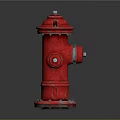 Architectural Building Exterior With Red Metal Fire Hydrant And Smooth Surface