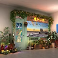 Charming Magic Shop Exterior With Green Plants Decorative Lights Red Bicycle And Wooden Signboard