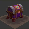 Purple Red Decorative Storage Chest With Silver Edges And Gemstone For Home Living