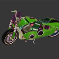 Green Modern Motorcycle With Shiny Surface Black Seat And Circular Design Elements